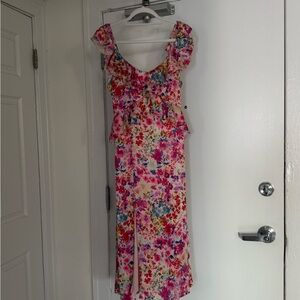 Crystal Doll Pink Floral Dress with Multicolor Print